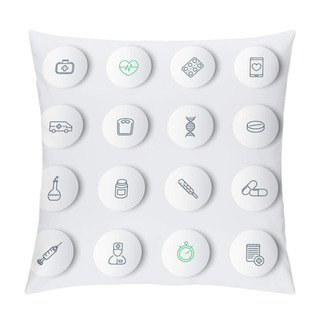 Personality  Medicine, Health Care, Pharmaceutics, Hospital, Line Round Modern Icons Pillow Covers