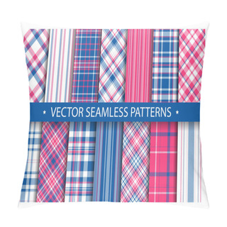 Personality  Tartan Set Pattern Seamless Plaid Vector. Geometric Background F Pillow Covers