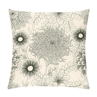 Personality  Seamless Background With Garden Flowers Pillow Covers