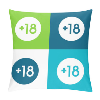 Personality  +18 Flat Four Color Minimal Icon Set Pillow Covers