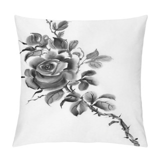 Personality  Monochrome Rose Flower Pillow Covers