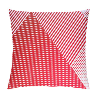 Personality  Top View Of Red And White Surface With Polka Dot Pattern And Stripes For Background Pillow Covers