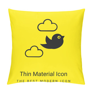 Personality  Bird Flying Between Clouds Minimal Bright Yellow Material Icon Pillow Covers