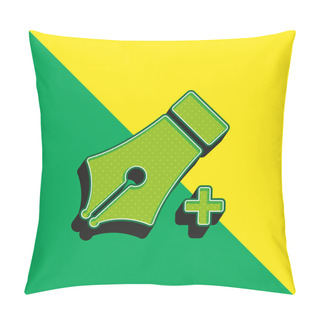 Personality  Add With Pen Tool Green And Yellow Modern 3d Vector Icon Logo Pillow Covers