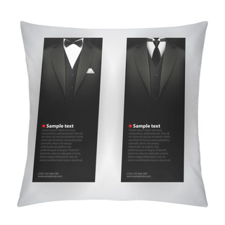 Personality  Vector Business Cards With Elegant Suit And Tuxedo. Pillow Covers