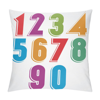 Personality  Colorful Comic Animated Numbers With White Outline.  Pillow Covers