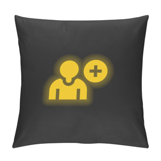 Personality  Add Friend Yellow Glowing Neon Icon Pillow Covers