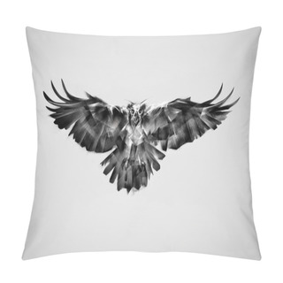 Personality  Drawing Falcon Bird Of Prey In Flight Pillow Covers
