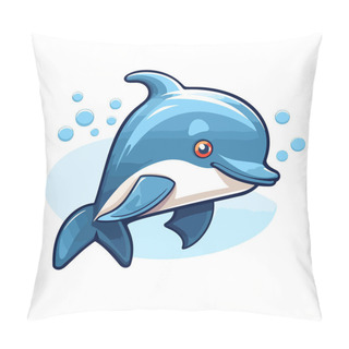 Personality  A Cartoon Dolphin Swimming In The Water Pillow Covers