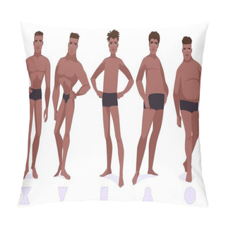 Personality  Set Of Male Body Shape Types - Five Types. Pillow Covers