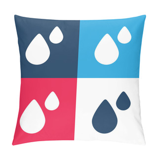 Personality  Blood Drop Blue And Red Four Color Minimal Icon Set Pillow Covers