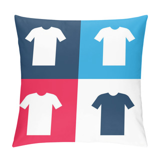 Personality  Black Tshirt Blue And Red Four Color Minimal Icon Set Pillow Covers