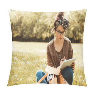 Personality  Girl On Nature Writing  Pillow Covers