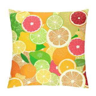 Personality  Juicy Citrus Fruits Set. Bright And Vivid. Yellow, Orange, Red, Green. Whole And Slices Pillow Covers