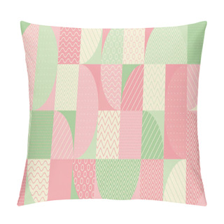 Personality  Pastel Rosy And Green Geometric Seamless Pattern. Pillow Covers