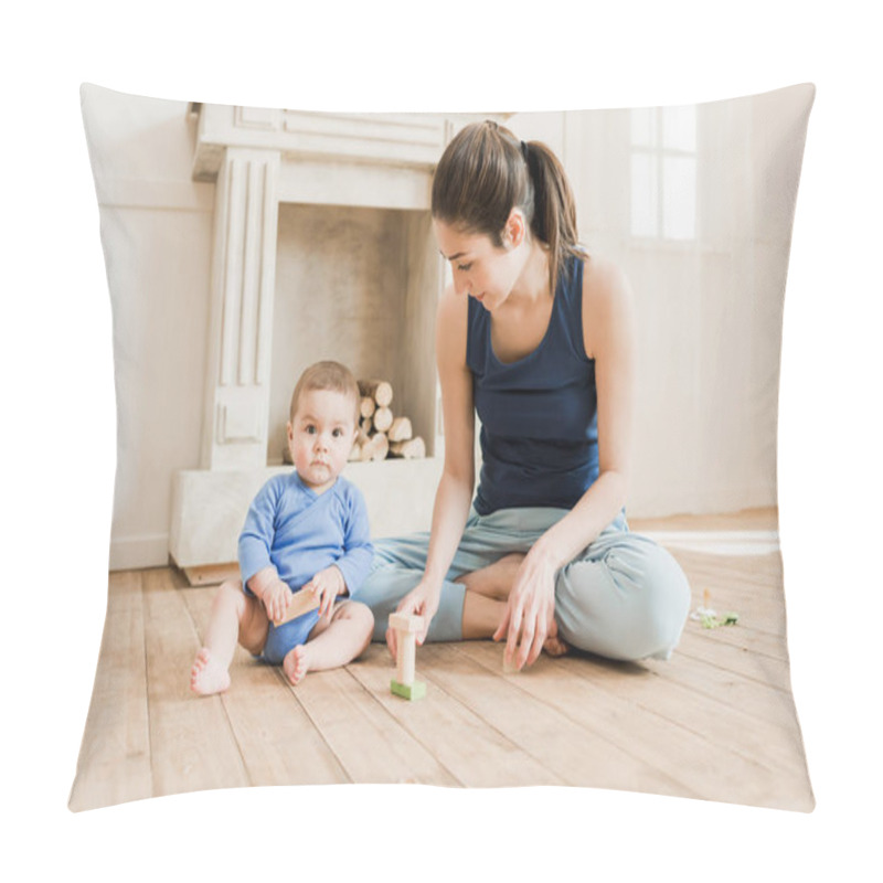 Personality  Beautiful Mother Playing With Her Son Pillow Covers