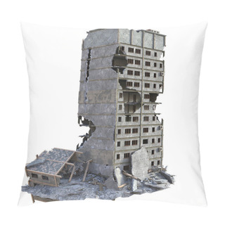 Personality  3D Rendered Ruined Modern Building Isolated On White Background  - 3D Illustration Pillow Covers