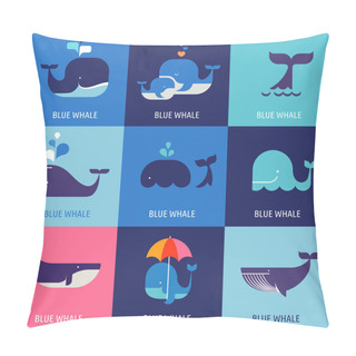 Personality  Collection Of Vector Whale Icons Pillow Covers