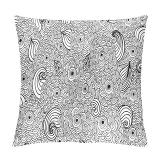 Personality  Hand Drawn With Ink Background With Doodles. Vector Pattern Black And White Illustration Can Be Used For Wallpaper, Coloring Book Pages For Kids And Adults. Pillow Covers