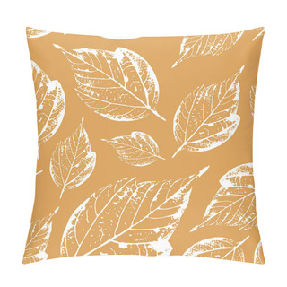 Personality  Beautiful Seamless Pattern Of Stamps Of Real Leaves From Trees And Flowers Pillow Covers