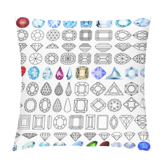 Personality   Cut Precious Gem Stones Set Of Forms Pillow Covers