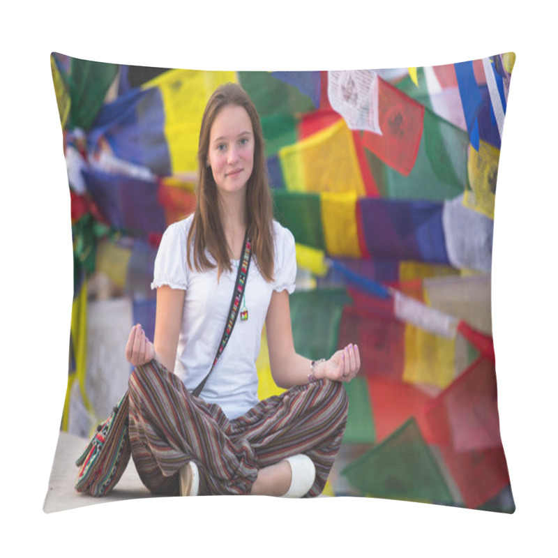 Personality  Girl Sitting In The Lotus Position Pillow Covers