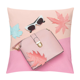 Personality  Fashionable Pink Bag And Retro Sunglasses For Lady. Spring Vibra Pillow Covers
