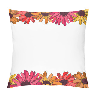 Personality  Vector Gerbera Floral Botanical Flower. Black And White Engraved Pillow Covers