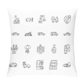 Personality  Auto Dealer Line Icons, Signs, Vector Set, Outline Illustration Concept  Pillow Covers