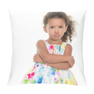 Personality  Cute Small Girl Making A Funny Angry Face Pillow Covers
