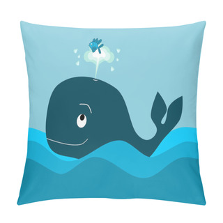 Personality  The Big Whale And The Little Fish Cute Cartoon Funny Illustration Pillow Covers