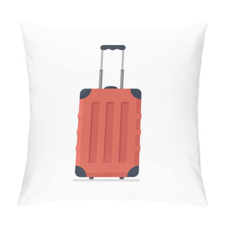Personality  Icon Luggage. Flat Style Red Tourist Plastic Suitcase. Business And Family Summer Vacation Luggage. Vector Pillow Covers