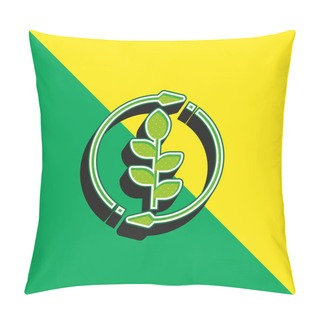 Personality  Agronomy Green And Yellow Modern 3d Vector Icon Logo Pillow Covers