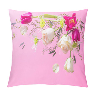 Personality  Flowers And Plants On Pink Background Pillow Covers