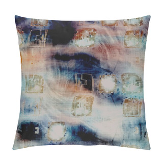 Personality  Blurry Watercolor Glitch Artistic Geo Texture Background. Irregular Bleeding Tie Dye Seamless Pattern. Ombre Distorted Boho Batik All Over Print. Variegated Trendy Moody Dark Wet Effect. Pillow Covers