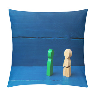 Personality  A Wooden Figure Of A Man With A Crack. Threat Of Life. Injury And Death. Never Give Up. Motivation. The Concept Of Psychological Stress And Pressure.Could Not Stand Our Nerves And Our Health. Pillow Covers