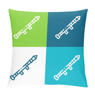 Personality  Bazooka Flat Four Color Minimal Icon Set Pillow Covers