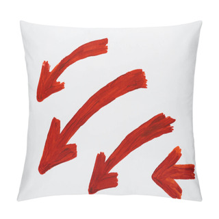 Personality  Red And Drawn Directional Arrows On White  Pillow Covers