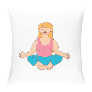 Personality  Vector Plump Obese Woman Meditate Pillow Covers