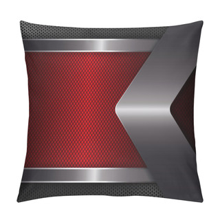 Personality  Geometric Background With A Red Frame, A Shiny Edging, With An Arrow Of Metallic Hue. Pillow Covers