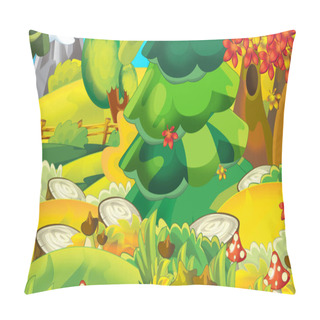 Personality  Cartoon Autumn Nature Background With Space For Text - Illustration For Children Pillow Covers