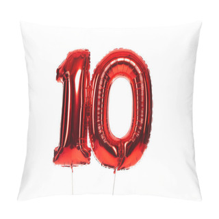 Personality  Number 10 Red Balloons Isolated On White Pillow Covers