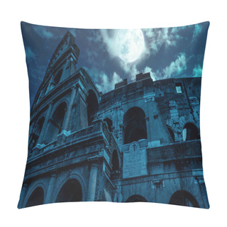 Personality  Colosseum At Night, Rome, Italy. Mystery Creepy View Of Ancient Coliseum In Full Moon. Spooky Dark Scene With Famous Landmark In Rome City Center In Blue Light. History, Halloween And Horror Concept. Pillow Covers