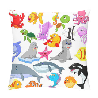 Personality  Vector Illustration Of Cartoon Sea Life Collection Set Pillow Covers