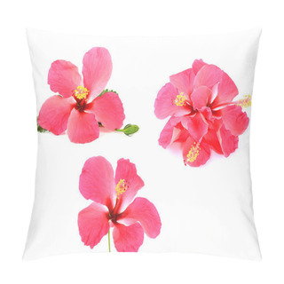Personality  Pink Hibiscus Flower Isolated On  White Background Pillow Covers