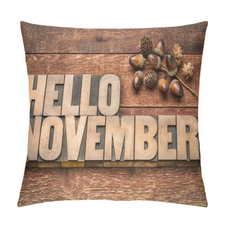 Personality  Hello November Word Abstrtact In Wood Type Pillow Covers