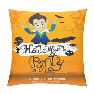 Personality  Halloween Party Template, Banner Or Flyer. Pillow Covers