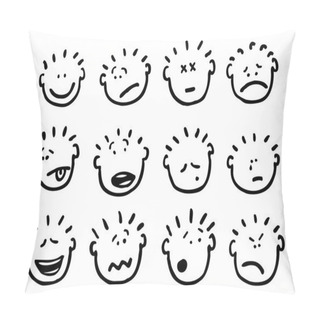 Personality  Vector Cartoon Faces And Emotions Pillow Covers