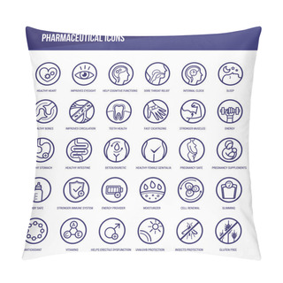 Personality  Pharmaceutical And Medical Icons Set Pillow Covers