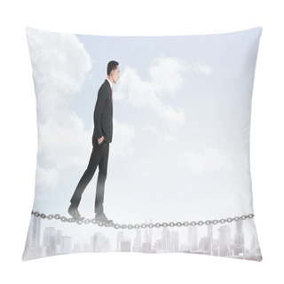 Personality  Business Man Walking On The Chain Pillow Covers